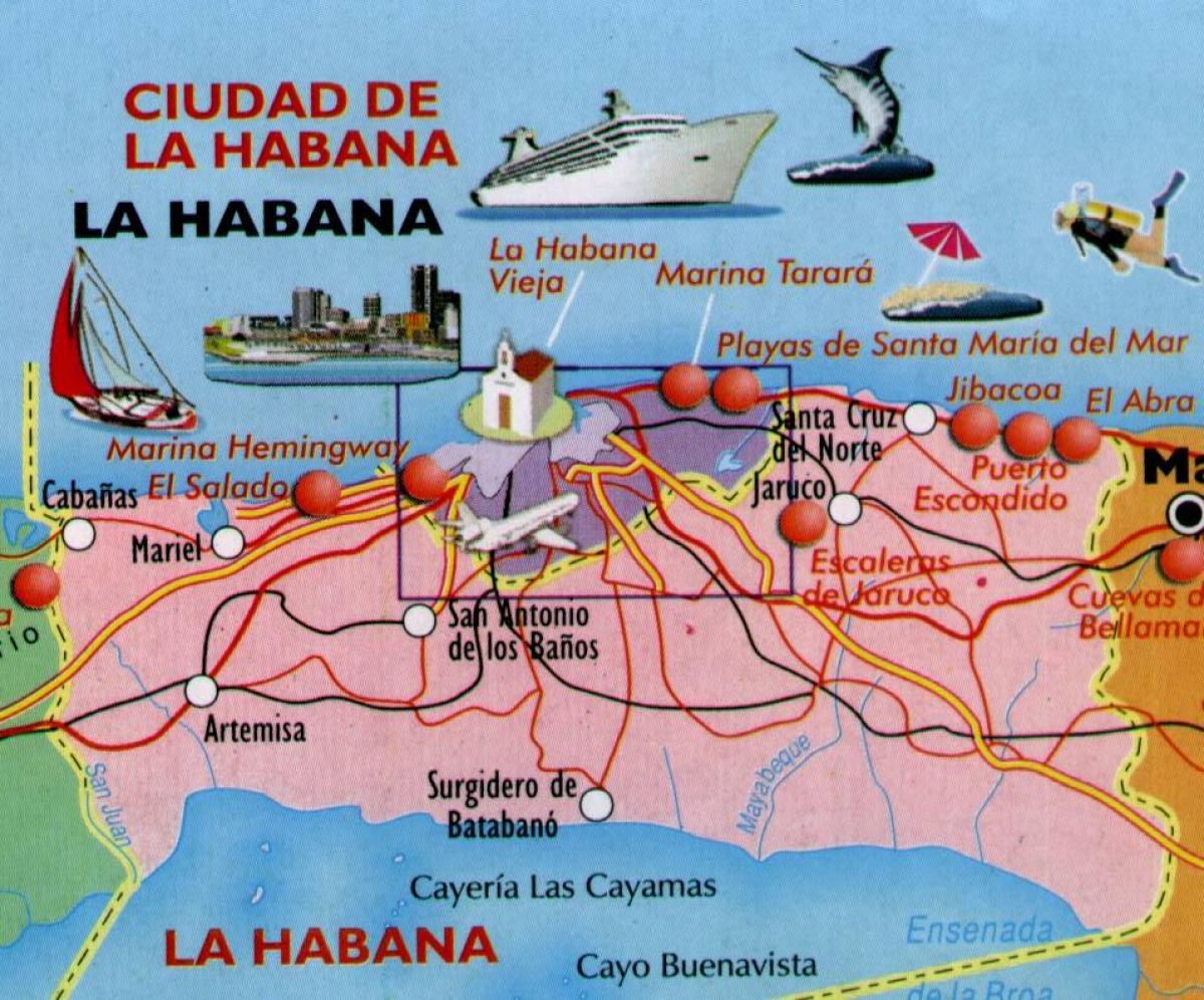 ramani ya Havana fukwe